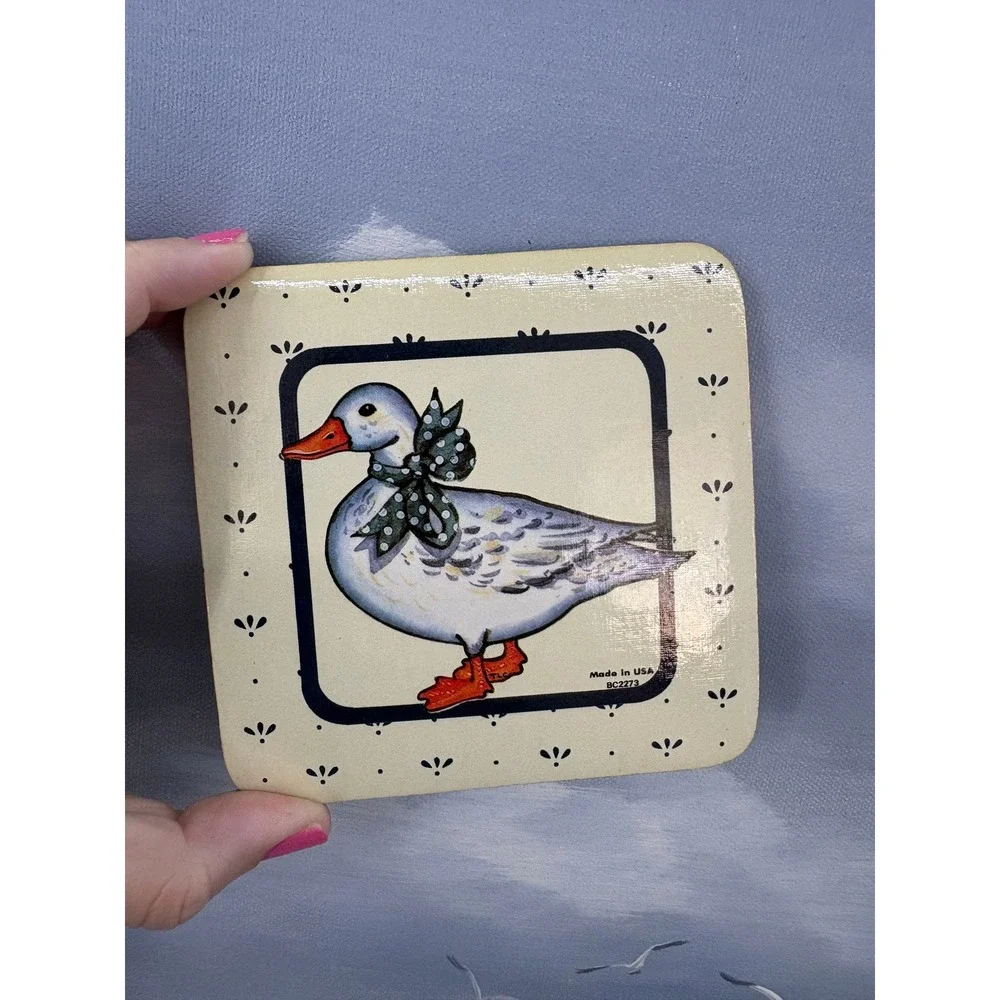 Vtg 1980's Cork Backed Country Goose Coasters Cottage Granny Core